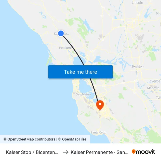Kaiser Stop / Bicentennial Ave to Kaiser Permanente - Santa Clara map