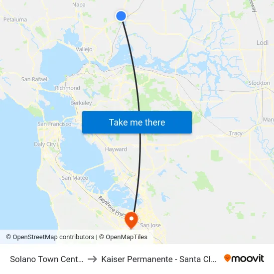 Solano Town Center to Kaiser Permanente - Santa Clara map
