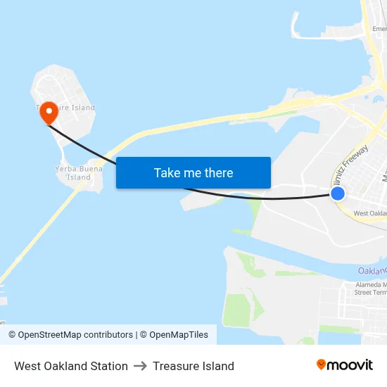 West Oakland Station to Treasure Island map