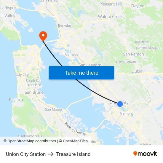 Union City Station to Treasure Island map