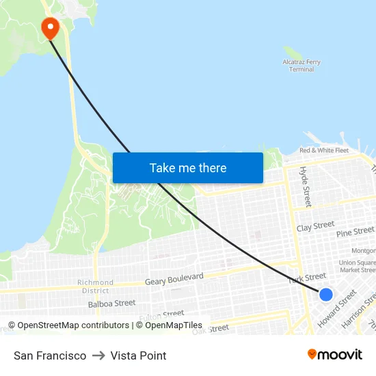 San Francisco to Vista Point map