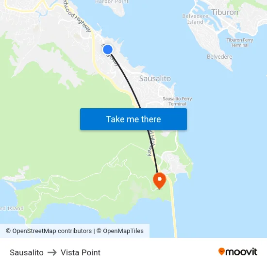 Sausalito to Vista Point map