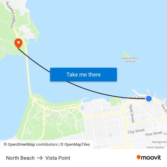 North Beach to Vista Point map