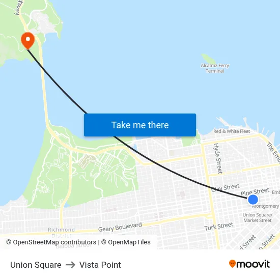 Union Square to Vista Point map