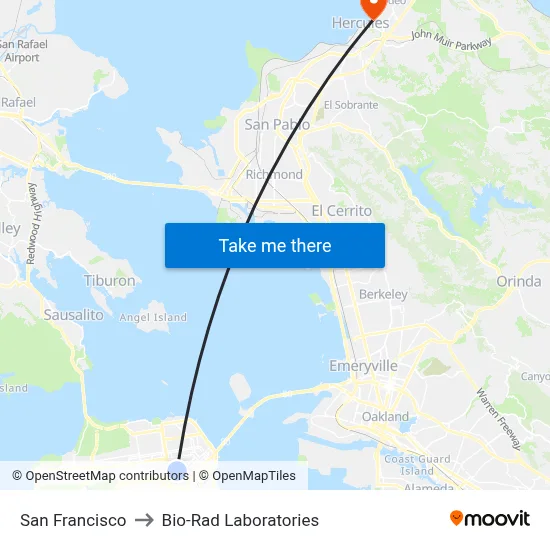 San Francisco to Bio-Rad Laboratories map