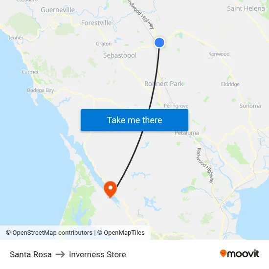 Santa Rosa to Inverness Store map