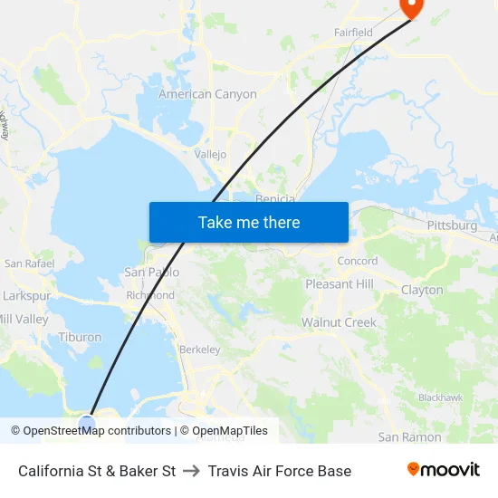 California St & Baker St to Travis Air Force Base map