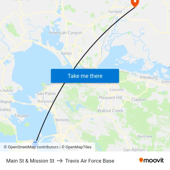 Main St & Mission St to Travis Air Force Base map