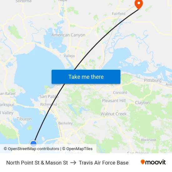 North Point St & Mason St to Travis Air Force Base map