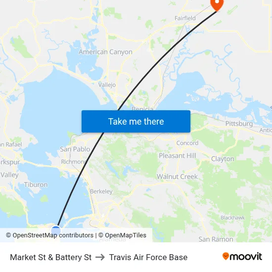 Market St & Battery St to Travis Air Force Base map