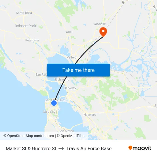 Market St & Guerrero St to Travis Air Force Base map