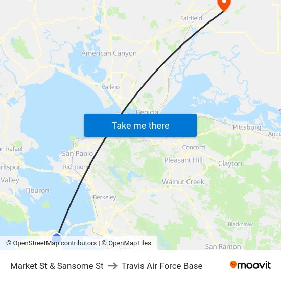 Market St & Sansome St to Travis Air Force Base map