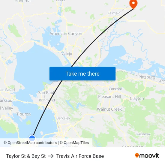 Taylor St & Bay St to Travis Air Force Base map