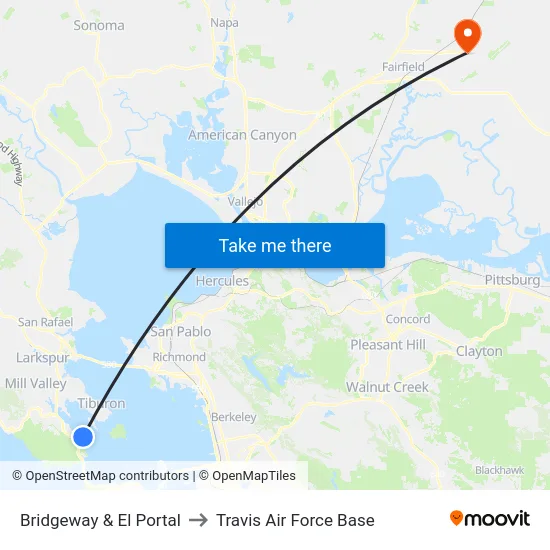 Bridgeway & El Portal to Travis Air Force Base map