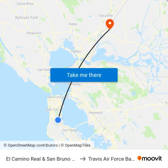 El Camino Real & San Bruno Ave to Travis Air Force Base map