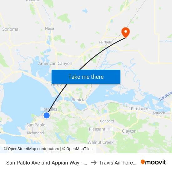 San Pablo Ave and Appian Way - Westbound to Travis Air Force Base map