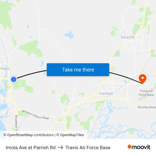 Imola Ave at Parrish Rd to Travis Air Force Base map