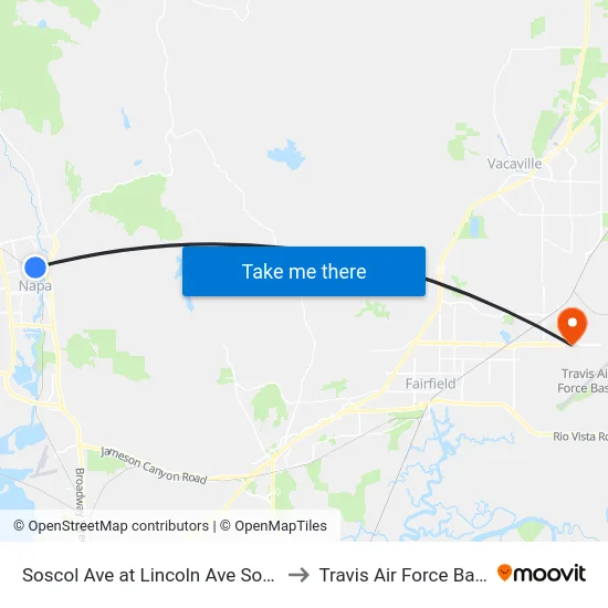 Soscol Ave at Lincoln Ave South to Travis Air Force Base map