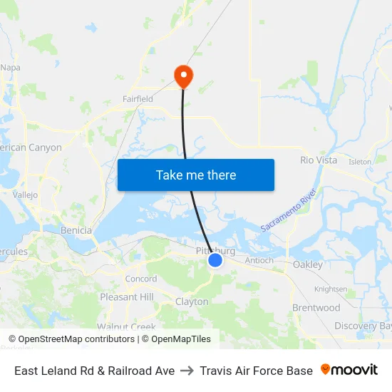 East Leland Rd & Railroad Ave to Travis Air Force Base map