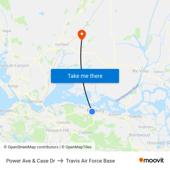Power Ave & Case Dr to Travis Air Force Base map