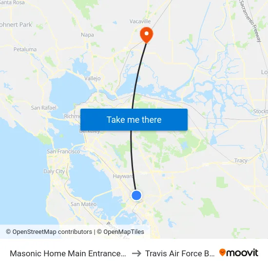 Masonic Home Main Entrance Gate to Travis Air Force Base map