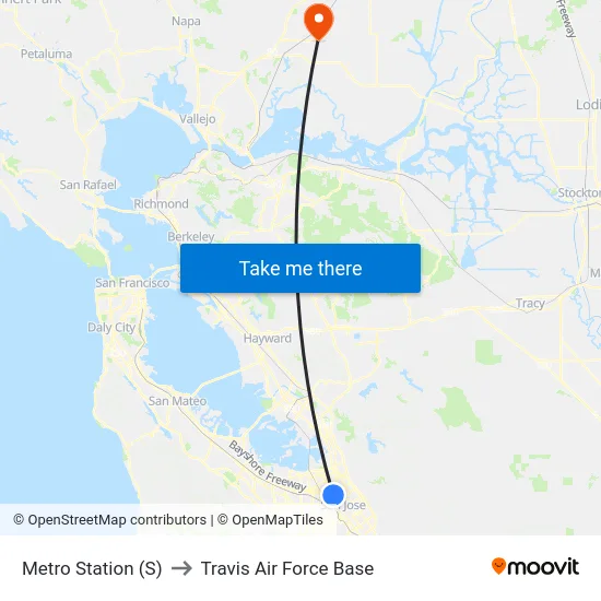 Metro Station (S) to Travis Air Force Base map