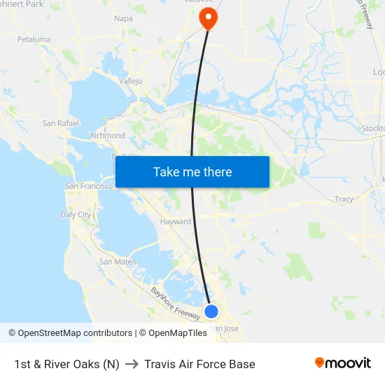 1st & River Oaks (N) to Travis Air Force Base map