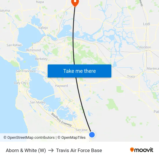 Aborn & White (W) to Travis Air Force Base map