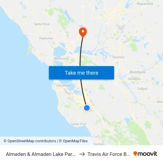 Almaden & Almaden Lake Park (N) to Travis Air Force Base map