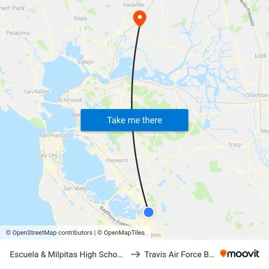 Escuela & Milpitas High School (S) to Travis Air Force Base map