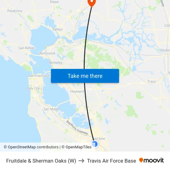 Fruitdale & Sherman Oaks (W) to Travis Air Force Base map