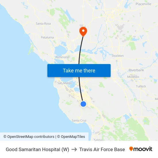 Good Samaritan Hospital (W) to Travis Air Force Base map
