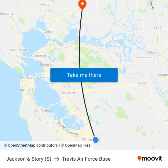 Jackson & Story (S) to Travis Air Force Base map