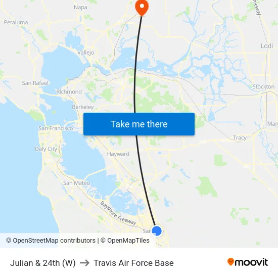 Julian & 24th (W) to Travis Air Force Base map