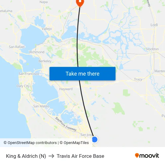 King & Aldrich (N) to Travis Air Force Base map
