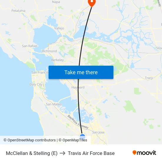 McClellan & Stelling (E) to Travis Air Force Base map