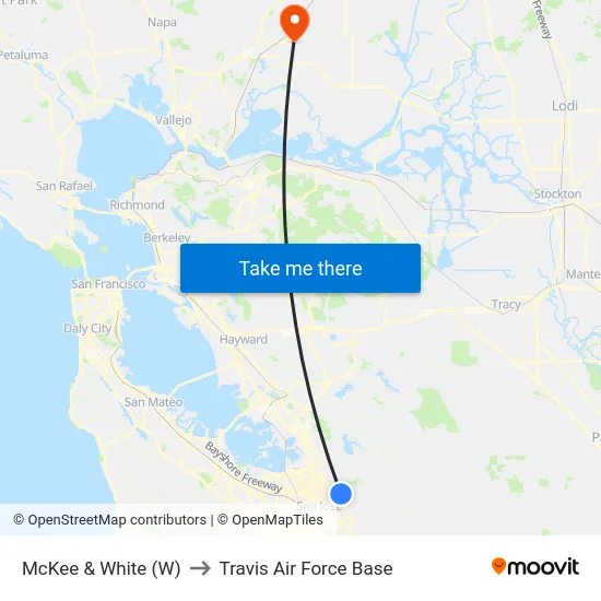 McKee & White (W) to Travis Air Force Base map