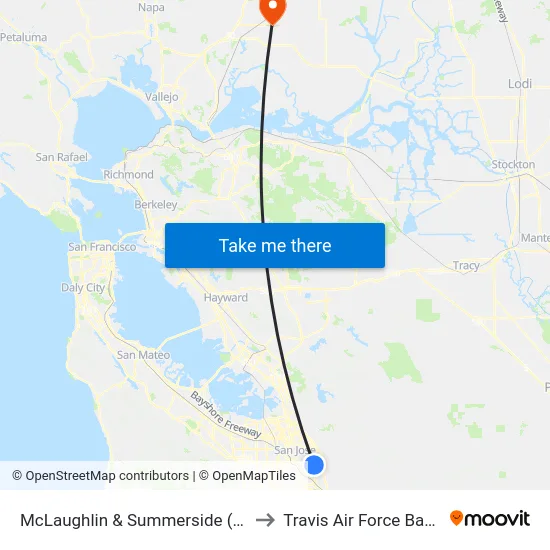 McLaughlin & Summerside (S) to Travis Air Force Base map