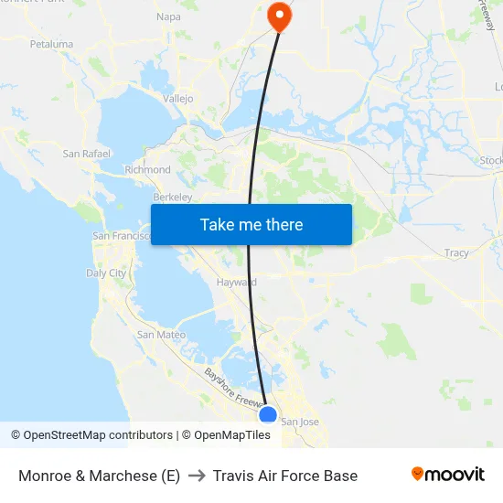 Monroe & Marchese (E) to Travis Air Force Base map