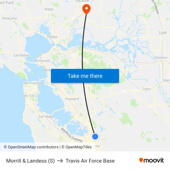 Morrill & Landess (S) to Travis Air Force Base map