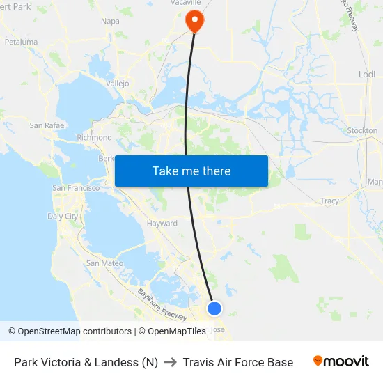 Park Victoria & Landess (N) to Travis Air Force Base map