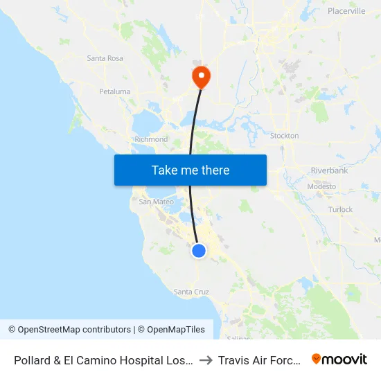 Pollard & El Camino Hospital Los Gatos (N) to Travis Air Force Base map