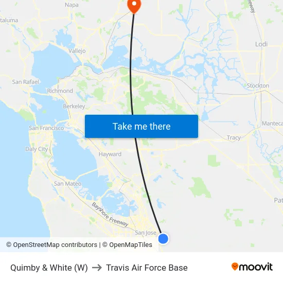 Quimby & White (W) to Travis Air Force Base map