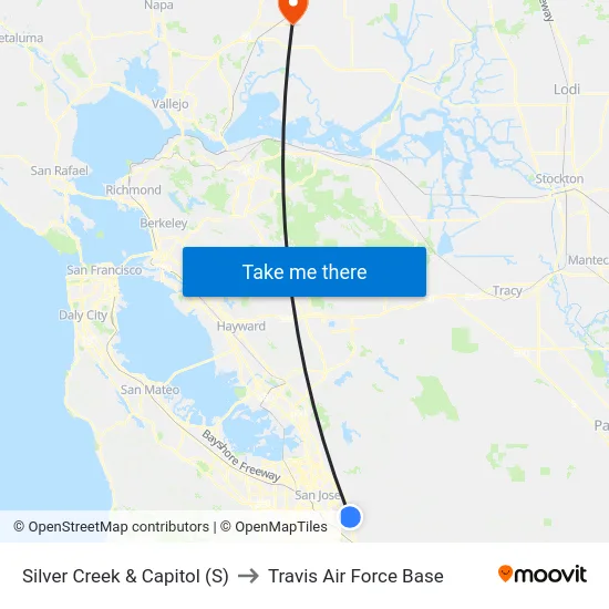 Silver Creek & Capitol (S) to Travis Air Force Base map