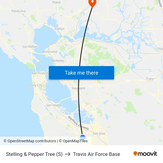 Stelling & Pepper Tree (S) to Travis Air Force Base map