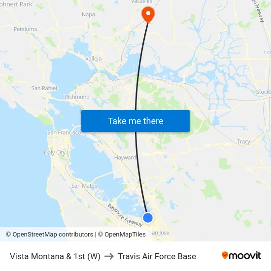 Vista Montana & 1st (W) to Travis Air Force Base map