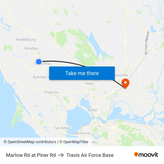 Marlow Rd at Piner Rd to Travis Air Force Base map