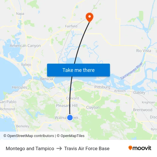 Montego and Tampico to Travis Air Force Base map