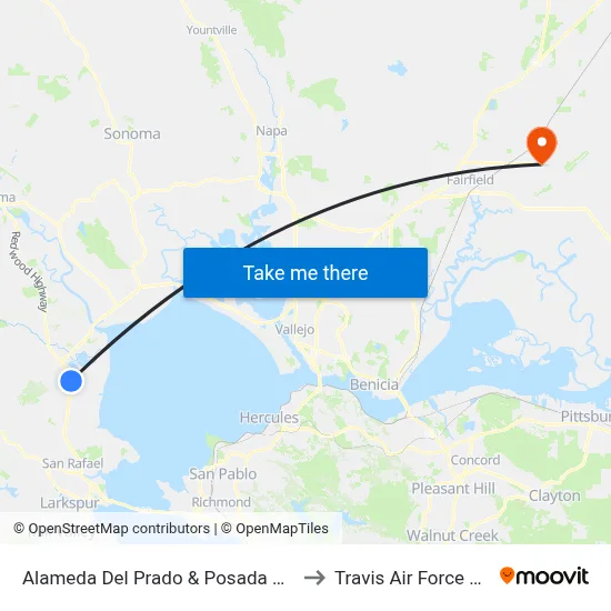 Alameda Del Prado & Posada Del Sol to Travis Air Force Base map