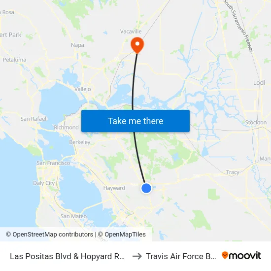 Las Positas Blvd & Hopyard Rd WB to Travis Air Force Base map